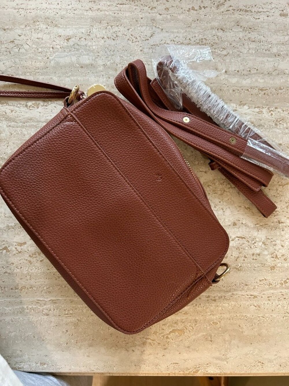 ELA Pebbled Vegan Leather Belt Bag – Cognac Brown